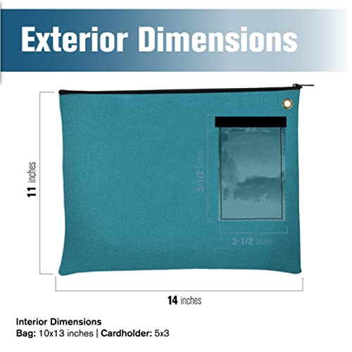14W x 11H Canvas Interoffice Mailer with Zipper & Grommet - Teal, Heavy Duty
