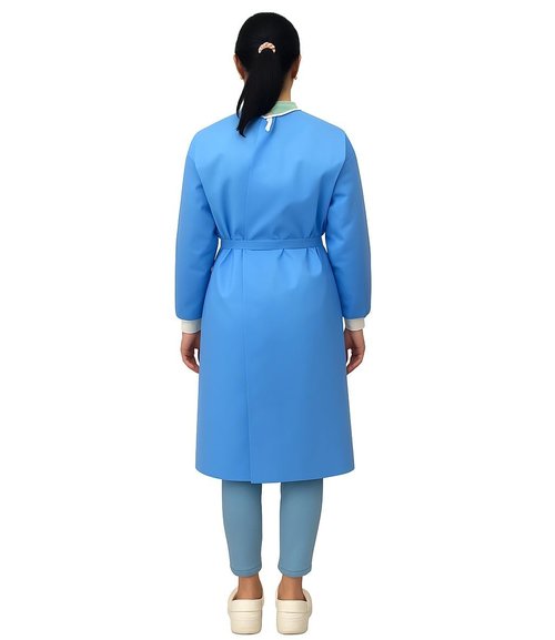 Regine Switzerland Disposable Isolation Gowns - Level 3 Sterile, Latex-Free, Long Cuffed Sleeve, Blue - 1 Count
