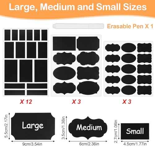 273 Pcs Labels for Jars, Waterproof Reusable Chalkboard Labels for Food Containers, Bottles, Blackboard Stickers with 1 Erasable Chalk Marker (Black)