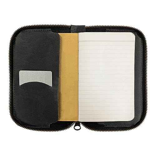 Hide & Drink, Zippered Journal Cover for Moleskine Notebook, Pocket Size (3.5 x 5.5 in. Notebook NOT Included) Full Grain Leather, Handmade, Charcoal Black