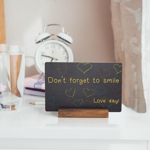 JEFURE 6 Pcs Double-Sided Tabletop Chalkboard Signs 7.8x5 Inch with Stand
