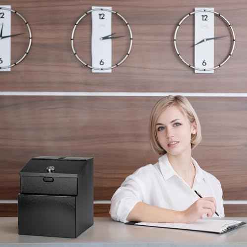 Suggestion Box with Slot and Lock Metal Wall Mounted Ballot Complaint and Donation Box with 4 Keys