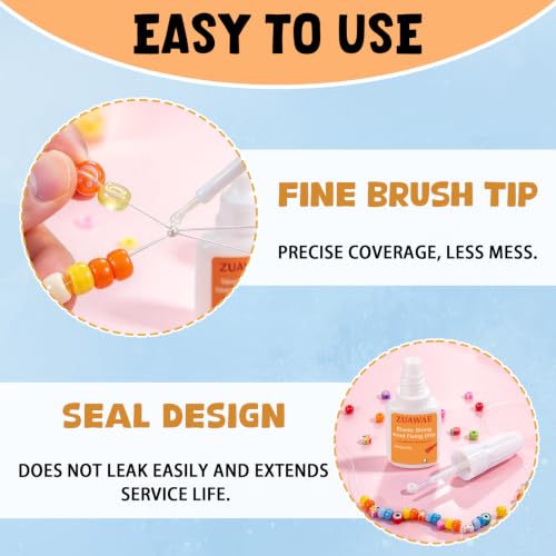 2PC Jewelry Glue for Elastic String - Clear, Built-in Brush, Knot Fixing for Beads & Rhinestones