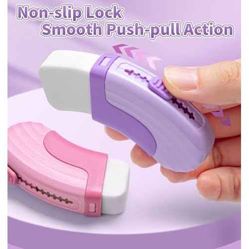 4+1 Pack Rubber Erasers Sliding Retractable Eraser, Large White Erasers for School Office Art Drawing Pencil Eraser for Kids- Pink