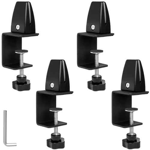 4-Pack Sneeze Guard Clamps for 1/8"" to 1"" Thick Panels, Adjustable Desk Partition Clips, Easy-to-Install Desk Privacy Panel Clips, Ideal for Office and Home Use, Black, 8HY-I0K-JXP340