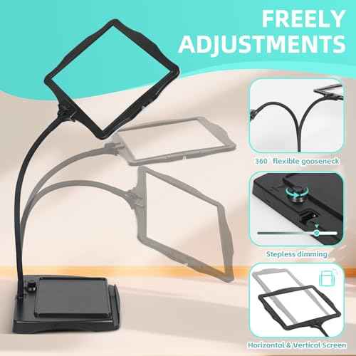 Magnifying Glass with Light and Stand 50 Ultra-Bright LEDs Large Magnifying Lamp with Light Magnifying Glass on Stand Hand-Free with 360¡Æ Flexible Gooseneck for Close Work Reading Repair Crafts