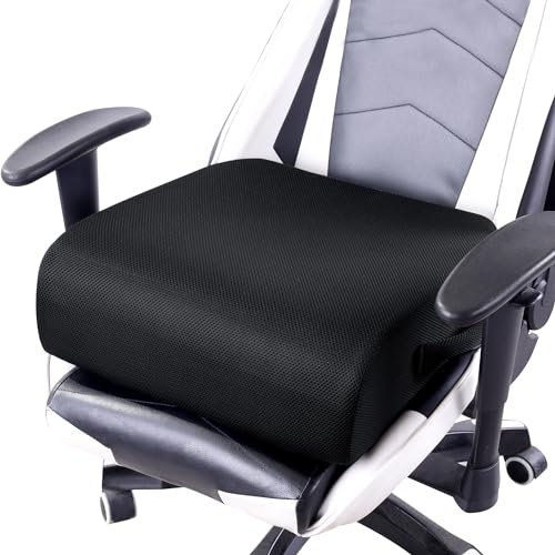 MABOZOO Extra Thick 18x16x6 inch Chair Cushion with Handle - Memory Foam Booster Seat for Office/Home (Black)