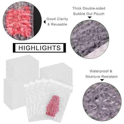 100Pack Small Bubble Out Bag Pouches 3.15" x 4" Self-Seal Bubble Pouches Bags, Double Walled Bubble Cushioning Bags, Self-Sealing Protective Wrap Cushioning Bags for Shipping, Packing, Moving