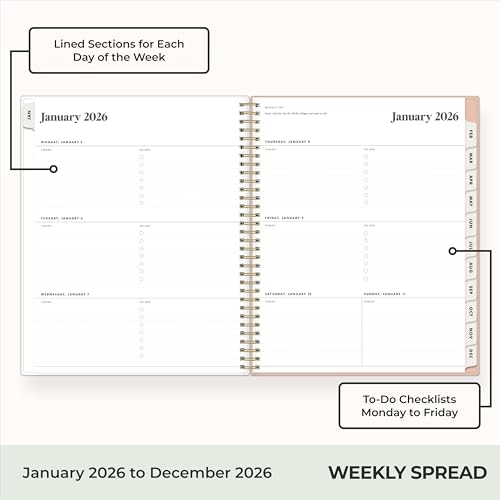 Blue Sky The Everygirl 2026 Weekly and Monthly Planner Calendar, January 2026 - December 2026, 8.5" x 11", Flexible Cover, Durable Twin Wire Binding, Storage Pocket, With Stickers, Bengala Desert Rose