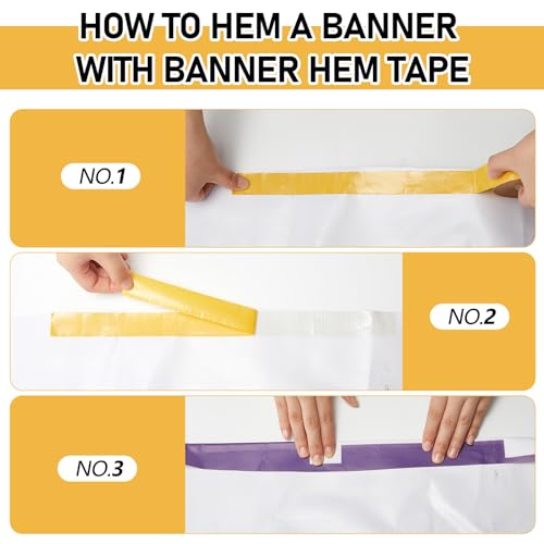 12 Rolls Heavy Duty Banner Hem Tape 1" x 90 ft Double Sided Vinyl Banner Tape Hem Scrim Strong Mounting, Clear