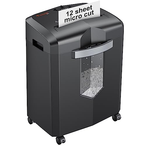 Bonsaii 12-Sheet Micro Cut Heavy Duty Paper Shredder - Black for Home Office