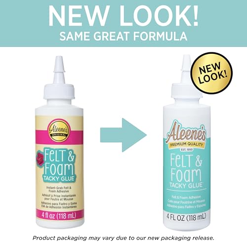 Aleene's Felt & Foam Tacky Glue 4 fl oz – Fast-Grab Clear-Drying Craft Adhesive