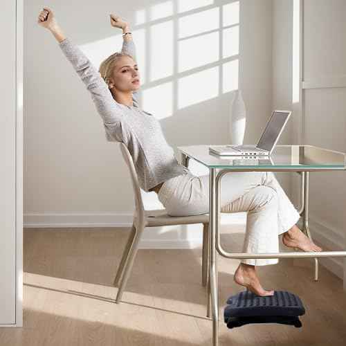 Adjustable Under Desk Footrest,Adjustable Foot Rest for Under Desk at Work with 3 Height Settings and 30-Degree Angle,Foot Stool Under Desk with Massage Texture,Foot and Leg Rest for Home & Office