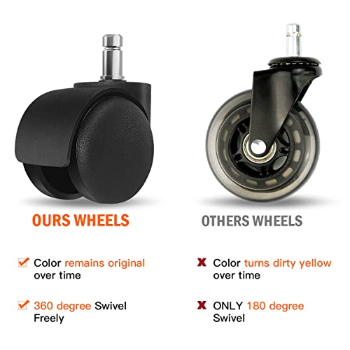 Omyoffice 5-Pack Office Chair Replacement Wheels in Black - 7/16in x 7/8in Casters