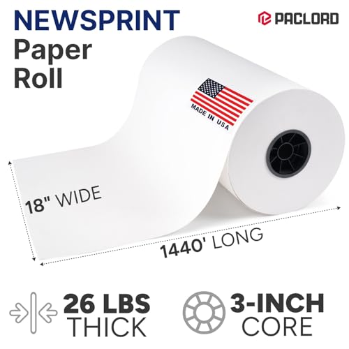 18" x 1440' Large Newsprint Paper Roll, 26 lbs Thick