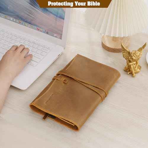 Jack&Chris Leather Bible Cover, Leather Book Cover for Men and Women, Bible Holder Strap Bible Cover Gifts, JC61-7L