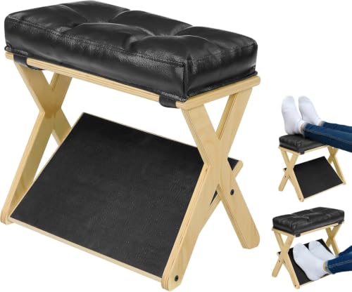 Homelystbo Natural Wood Double Step Under-Desk Foot Rest – Solid Wood Foot Stool