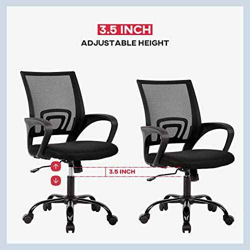 BestOffice Office Chair Ergonomic Cheap Desk Chair Mesh Computer Chair Lumbar Support Modern Executive Adjustable Stool Rolling Swivel Chair for Back Pain (Black)
