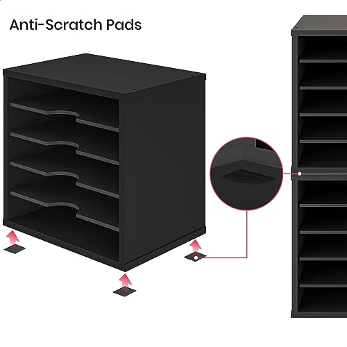 Black 5-Tier Wooden Desk File Organizer with Adjustable Shelves – Ballucci