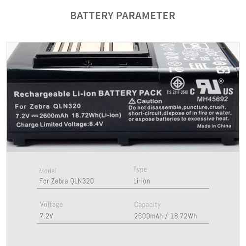 2Pack Printer battery for Zebra Printer ZQ610 QLN320 QLN220 QLN220(HC) QLN320HC ZQ500 ZQ510 ZQ520 ZQ521 ZQ610 ZQ620 ZR628 ZR638 ZQ658 ZQ668 PN BTRY-MPP-34MA1-01 P1031365-021 P1031365-025 7.4V 3400mah