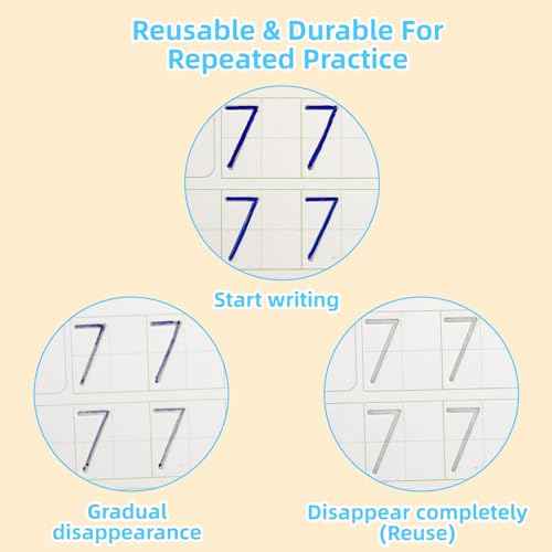 Large Handwriting Practice Books for Kids, Grooved Writing Book Magic Copybooks, Reusable Children's Writing Practice Workbook, Kindergarten Pre-School Essentials(Set of 5 Books)