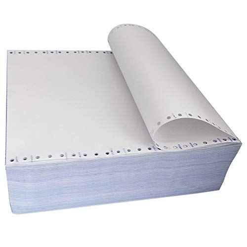 FirstZi Blank 9.5x11 Inches Continuous Feed Computer Paper Fanfold for Dot Matrix Printers, 1000 Count per Box, White 1 Part, Margin Perforated, Perfect for Receipts, Invoices, Bill List