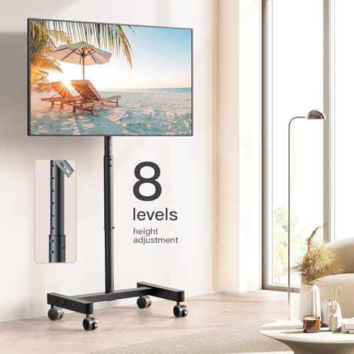 Perlegear Mobile TV Cart, Rolling TV Stand for 13-50 inch TVs with 30¡Æ Tilt Universal TV Cart for LED/LCD/OLED TV Height Adjustable Floor TV Stand Holds 44lbs Portable Monitor Stand Max VESA 200x200mm