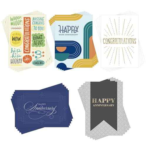 Hallmark Business 25 Pack Bulk Assorted Work Anniversary Cards (Fun & Professional)