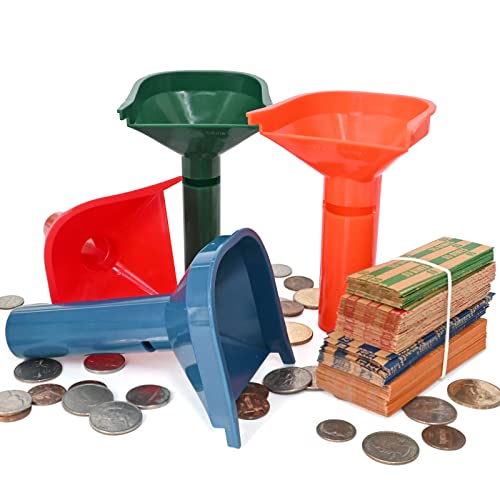 150 Coin Wrappers & 4 Color-Coded Sorting Tubes Set - Easy Load, Variations with 4 Tubes & 150 Wrappers