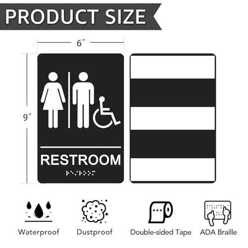 GicnKeuz ADA Braille Unisex Bathroom Signs,9 x 6 Inches Restroom Signs with Self-Adhesive Tape for Business or Office Bathroom and Toilet Door or Wall D?cor