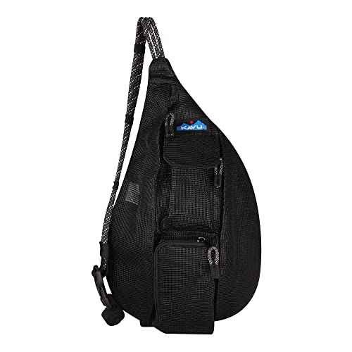 KAVU Mini Beach Rope Bag Mesh Crossbody Sling Backpack - Black
