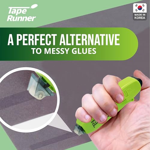 Double Sided Tape with Retractable Dispenser Roller - Permanent, Acid Free, Transparent - 2 Runners & 8 Refill Cartridges - Ideal Scrapbook Supplies & Scrapbooking Supplies Kit - 315 Inches Each