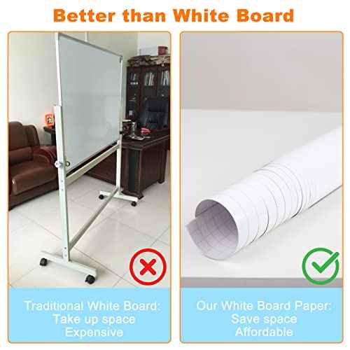 Nortix Whiteboard Wallpaper, Whiteboard Contact Paper, White Board Sticker, Stain-Proof, Super Sticky Peel and Stick Dry Erase Roll for School/Office/Home, 1.45x11ft (2)