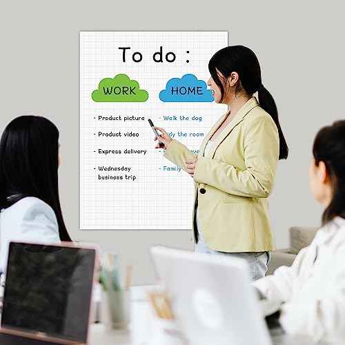 15 Pack Static Dry Erase Sheets, White Board Wallpaper 31.5 x 24 Inch, Line Dry Erase Sticker for Wall