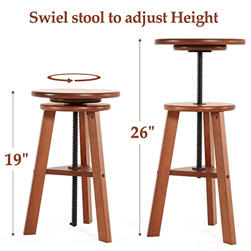 VISWIN Adjustable Drafting Stool for Artists & Adults, 19"-26" Height Solid Beech Wood Art Stool for Studio, Swivel Drafting Chair for Drawing, Home Use, Office, Kitchen