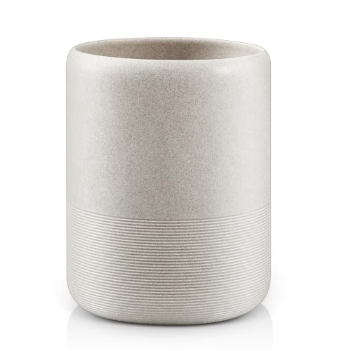 Marsui Resin Wastebasket, Round Marble Compact Trash Can Mini, 2 Gallons Garbage Bin Gravel Wastepaper Basket for Bathroom, Powder Room, Kitchen, Home Office, 7.9 x 9.8 Inch (Gravel)
