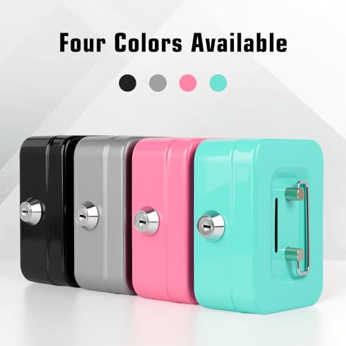 Crinwaki Mini Cash Box with Lock & Slot - Black 4.5" x 3.4" x 2.4"