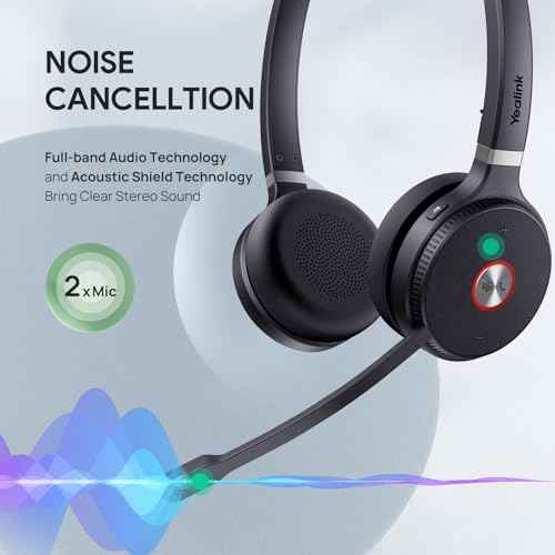 Yealink WH62 DECT Mono Teams Wireless Headset, 525 ft Range Work Headphone with 2X Noise Canceling Mic for IP Phone and Computer, Single Ear Headset with Call Control, Ringer,13H Talk Time