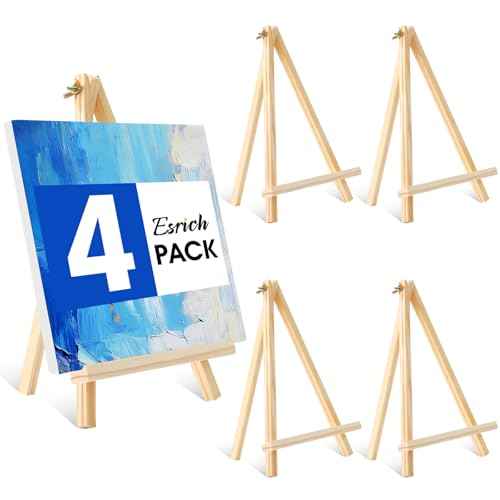 ESRICH 11.8In Wood Easels,Tabletop Painting Display Easels, Painting Party Easel, Kids Student Tabletop Easels for Painting,Portable Canvas Photo Picture Sign Holder£¨4 Pack £©