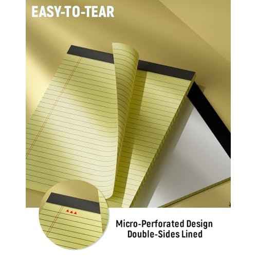Legal Pads 8.5 x 11, 3 Pack Yellow Note Pads 8.5 x 11 Writing Pads Perforated Paper Tablets 8-1/2 x 11 Wide Ruled Legal Notepads Lined Pads of Paper Notepads Yellow Notebook 30 Sheets Per Notepad