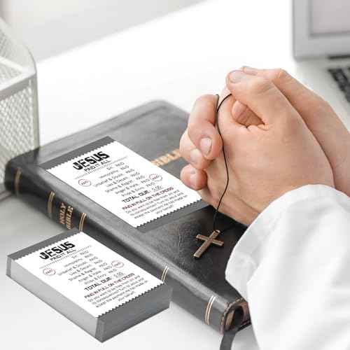 200 Pcs Gospel Tract Card Salvation Cards Pocket Holy Postcard Prayer Postcards Christian Inspirational Bible Verses Bookmark for Christian Gift (Jesus Paid It All)