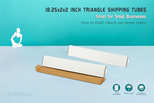 25-Pack Triangle Mailing Tubes 18.25x2x2 Inch Cardboard Shipping Tubes