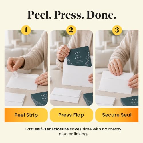 Sensei Supplies 110 Pack White 5x7 Envelopes for Invitations - Self Seal, 120 GSM - Single Pack
