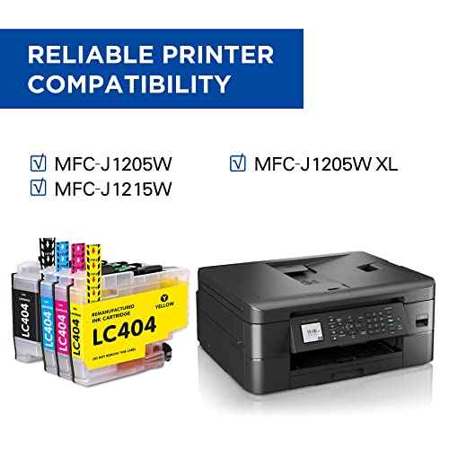 LC404XL Ink Cartridges Replacement Compatible for Brother lc404 Ink Cartridge Works for MFC-j1205w MFC-J1205W XL and MFC-J1205w Printers(4 Pack-BCMY, Page Yield up to 750 Pages)