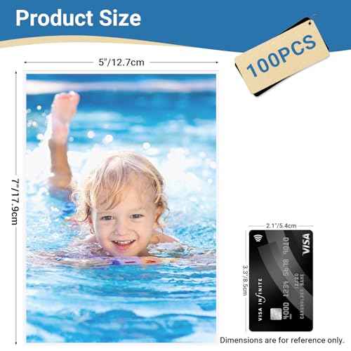 5x7 Soft Sheet Protectors 100 Pack, Clear Top Loading Photo Sleeves, No Holes Photo Protectors, Acid-Free Plastic Photocard Sleeve, Archival Safe & Waterproof
