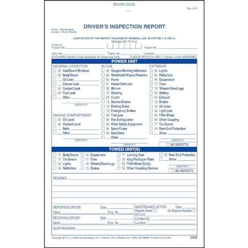 Detailed Driver's Vehicle Inspection Report 10-pk. - Book Format with 31 Sets, 2-Ply Carbonless, Blue Ink, 5.5" x 8.5", Meet FMCSR Requirements, J. J. Keller & Associates, Inc.