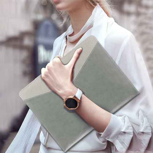 Toplive Padfolio 3 Ring Binder Organizer Business Portfolio Folder for Women, A4/ Letter Size PU Leather Portfolio Padfolio for Interview Conference Presentation, Grey