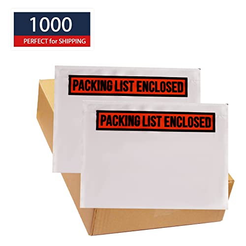 IN SAFE PACK 1000 Self-Adhesive Clear Shipping Envelopes 7.5x5.5 Inches - Waterproof Mailing Pouches with Printing Variation