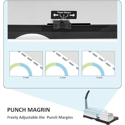 TIANSE Binding Machine, 21-Holes, 450 Sheets, Comb Binding Machines with Starter Kit 100 PCS 3/8'' Comb Binding Spines, Comb Binder Machine Book Maker Perfect for Letter Size, A4, A5 or Smaller Sizes