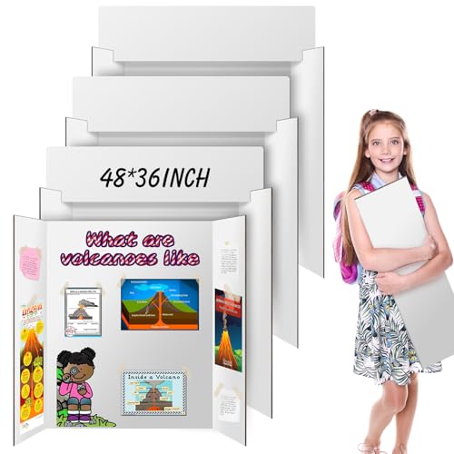 IKAYAS 4 Pack Trifold Poster Boards 36x48 Inch Double Sided Display Boards